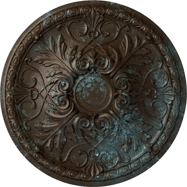 Ekena Millwork Tristan Ceiling Medallion (Fits Canopies up to 6 1/4"), 32 3/8"OD x 3 1/2"P, Bronze Blue Patina CM32TNBBS - main